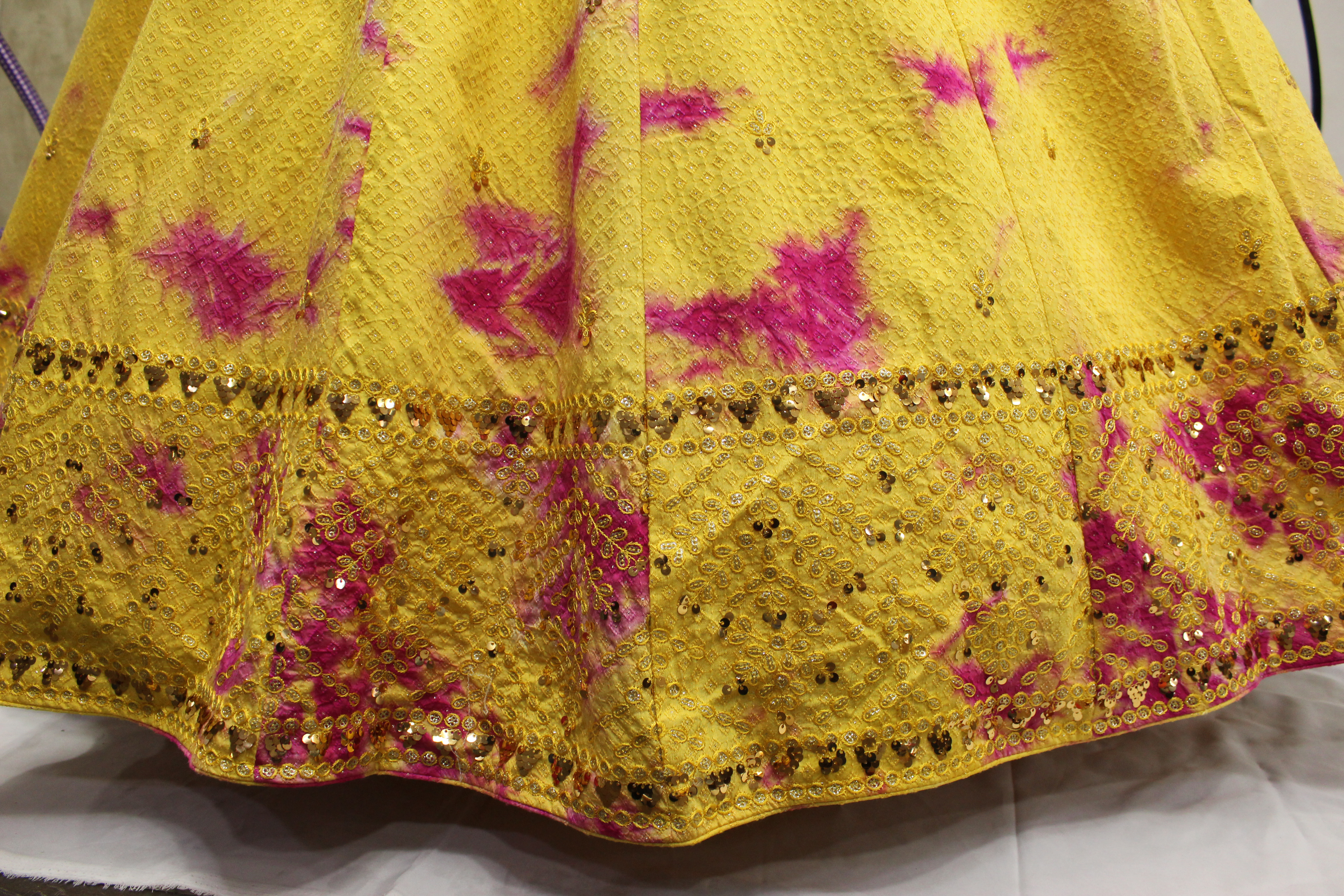 Yellow Embroidered Cotton Gown